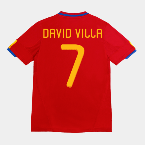 Spain DAVID VILLA #7 Home Soccer Jersey Retro 2010