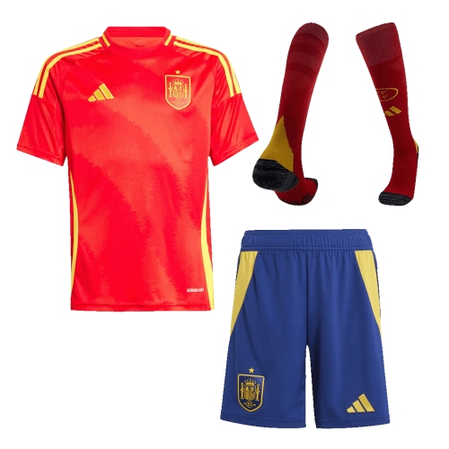Spain Home Jersey Kit EURO Kids(Jersey+Shorts+Socks)