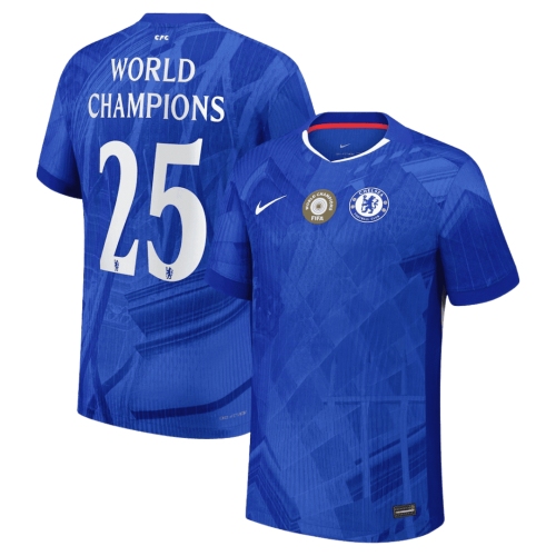 Chelsea WORLD CHAMPIONS #25 Home Soccer Jersey Authentic 2025/26 with chest badge