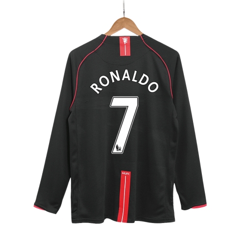 Manchester United RONALDO #7 Away Soccer Jersey Retro 2007/08 - Long Sleeve