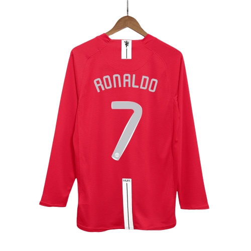 Manchester United RONALDO #7 Home Soccer Jersey Retro 2007/08 - Long Sleeve (UCL Final)