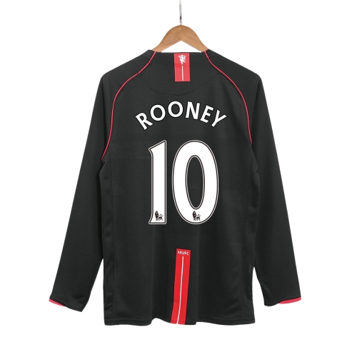 Manchester United ROONEY #10 Away Soccer Jersey Retro 2007/08 - Long Sleeve