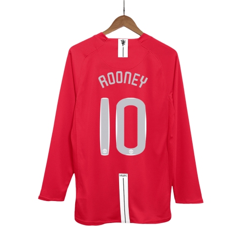 Manchester United ROONEY #10 Home Soccer Jersey Retro 2007/08 - Long Sleeve (UCL Final)