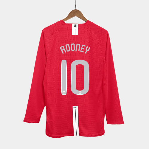 Manchester United ROONEY #10 Home Soccer Jersey Retro 2007/08 - Long Sleeve (UCL Final)