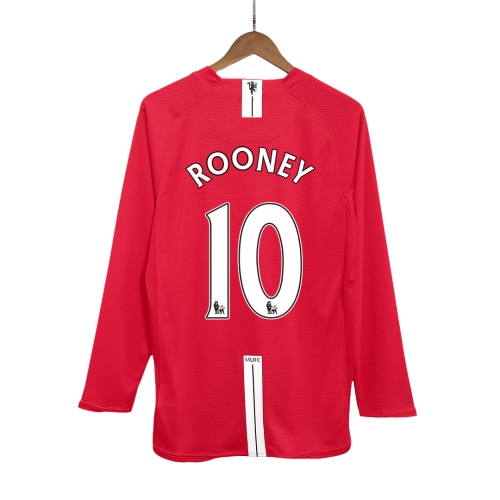 Manchester United ROONEY #10 Home Soccer Jersey Retro 2007/08 - Long Sleeve