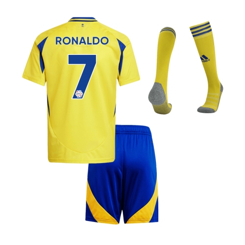 Al Nassr RONALDO #7 Home Soccer Jersey Kit Kids(Jersey+Shorts+Socks)