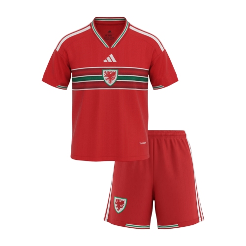 Kids Wales Home Soccer Jersey Kit(Jersey+Shorts) World Cup 2026 Red