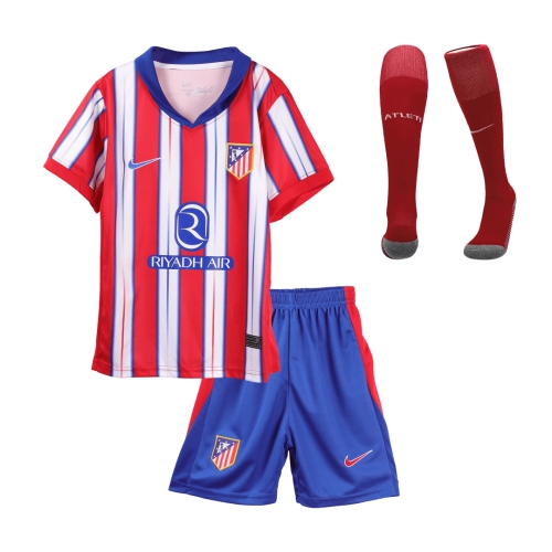 Atletico Madrid Home Soccer Jersey Kit 2024/25 Kids(Jersey+Shorts+Socks)