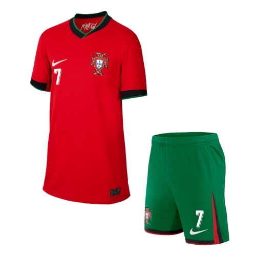 Portugal RONALDO #7 Home Jersey Kit EURO Kids(Jersey+Shorts)