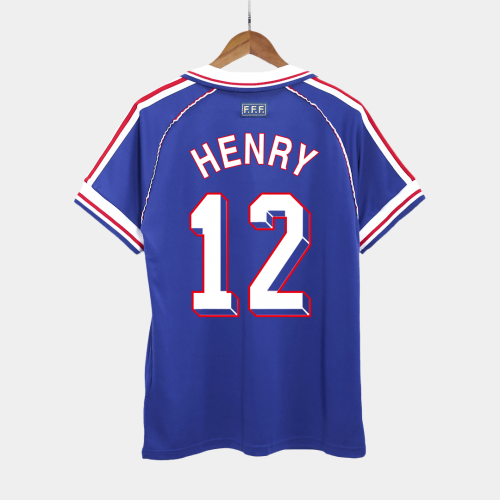 France HENRY #12 Home Soccer Jersey Retro 1998