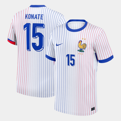 KONATE #15 France Euro Away Soccer Jersey White