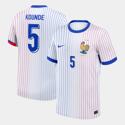KOUNDE #5 France Euro Away Soccer Jersey White