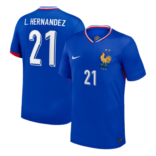 L.Hernandez #21 France Euro Home Soccer Jersey Blue