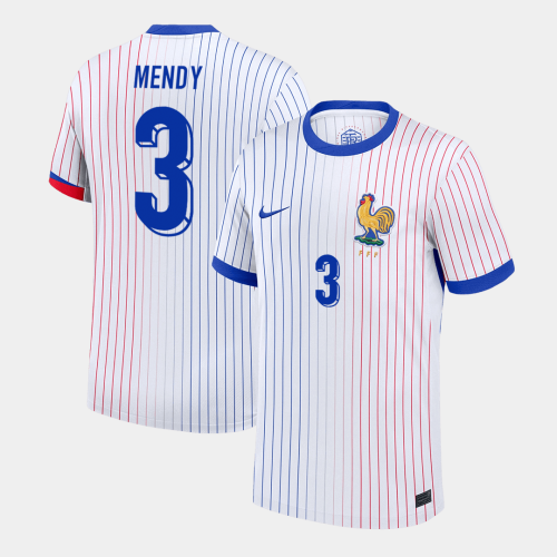 MENDY #3 France Euro Away Soccer Jersey White