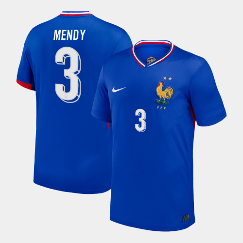 MENDY #3 France Euro Home Soccer Jersey Blue