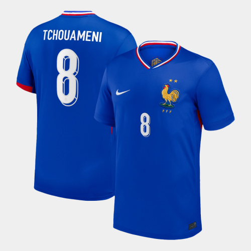 TCHOUAMENI #8 France Euro Home Soccer Jersey Blue