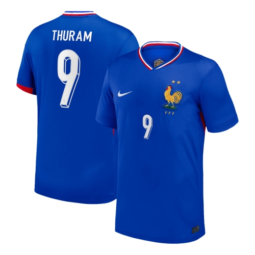 THURAM #9 France Euro Home Soccer Jersey Blue