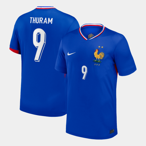 THURAM #9 France Euro Home Soccer Jersey Blue