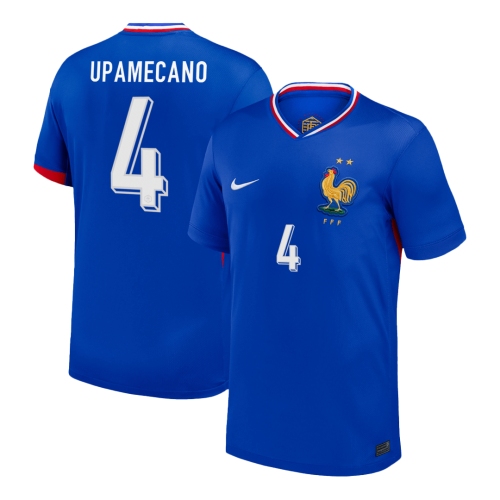 UPAMECANO #4 France Euro Home Soccer Jersey Blue
