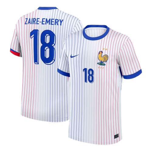 ZAIRE-EMERY #18 France Euro Away Soccer Jersey White