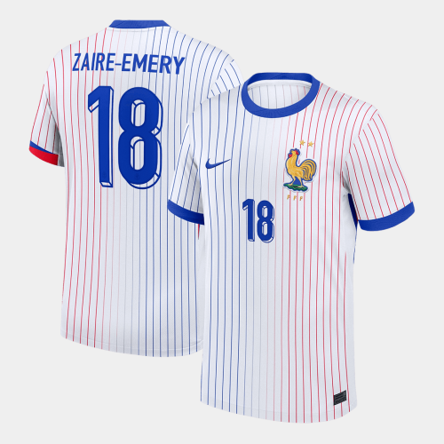 ZAIRE-EMERY #18 France Euro Away Soccer Jersey White