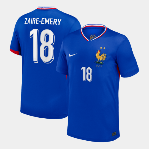 ZAIRE-EMERY #18 France Euro Home Soccer Jersey Blue