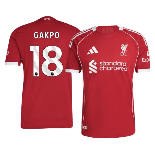 GAKPO #18 Authentic Liverpool Home Soccer Jersey 25/26 Red