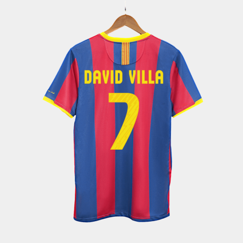 Barcelona DAVID VILLA #7 Home Soccer Jersey Retro 2010/11