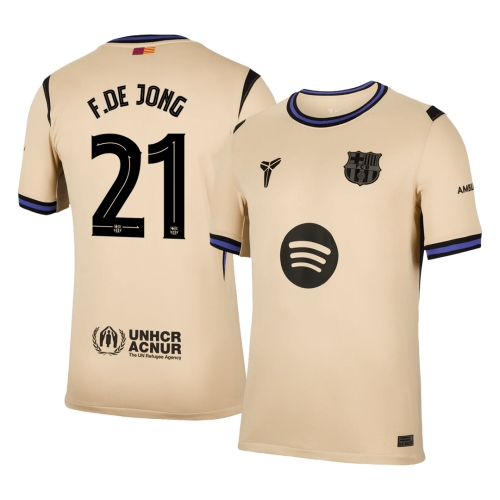 Barcelona F.DE JONG #21 Away Soccer Jersey 2025/26 - UCL Edition