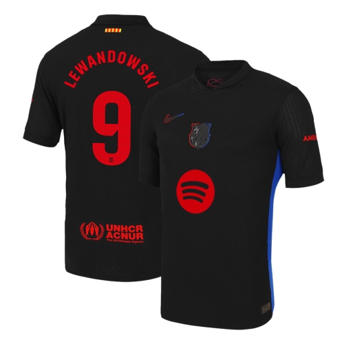 Barcelona LEWANDOWSKI #9 Away Soccer Jersey Authentic - Spotify Logo Without Text
