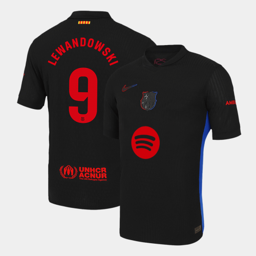 Barcelona LEWANDOWSKI #9 Away Soccer Jersey Authentic - Spotify Logo Without Text
