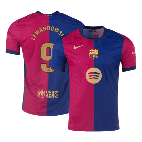 Barcelona LEWANDOWSKI #9 Home Soccer Jersey Authentic- Spotify Logo Without Text