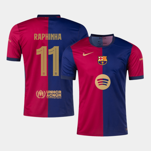 Barcelona RAPHINHA #11 Home Soccer Jersey - UCL Edition(Spotify Logo Without Text)