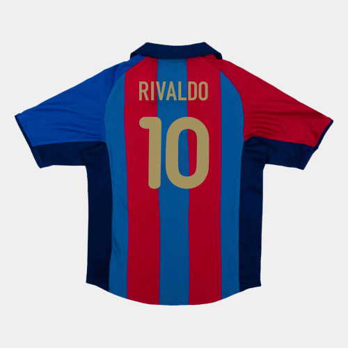 Barcelona RIVALDO #10 Home Soccer Jersey Retro 2001/02