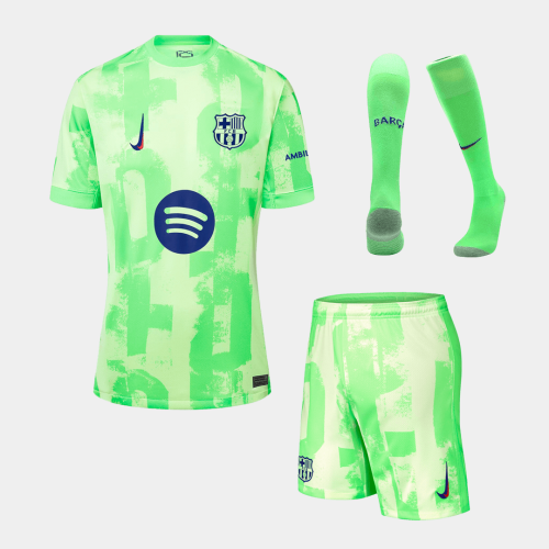 Barcelona Third Away Soccer Jersey Kit (Jersey+Shorts+Socks) - (Spotify Logo Without Text)