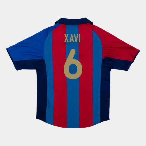 Barcelona XAVI #6 Home Soccer Jersey Retro 2001/02