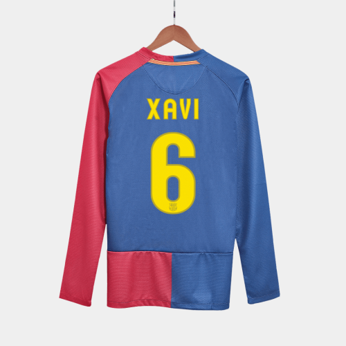 Barcelona XAVI #6 Home Soccer Jersey Retro 2008/09 - Long Sleeve (UCL Final)