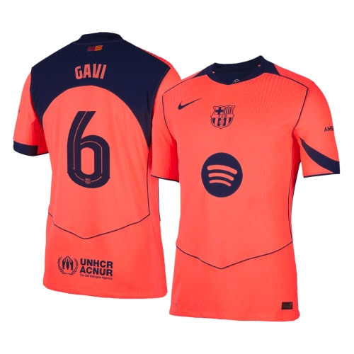GAVI #6 Authentic Barcelona Third Away Soccer Jersey 25/26 Orange- UCL