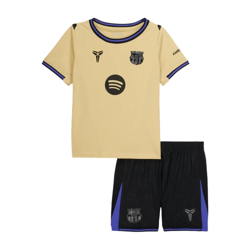 Kids Barcelona Away Soccer Jersey Kit(Jersey+Shorts) 2025/26 Yellow