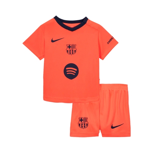 Kids Barcelona Third Away Soccer Jersey Kit 25/26 Orange