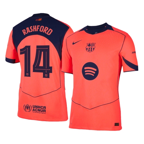 RASHFORD #14 Authentic Barcelona Third Away Soccer Jersey 25/26 Orange- UCL