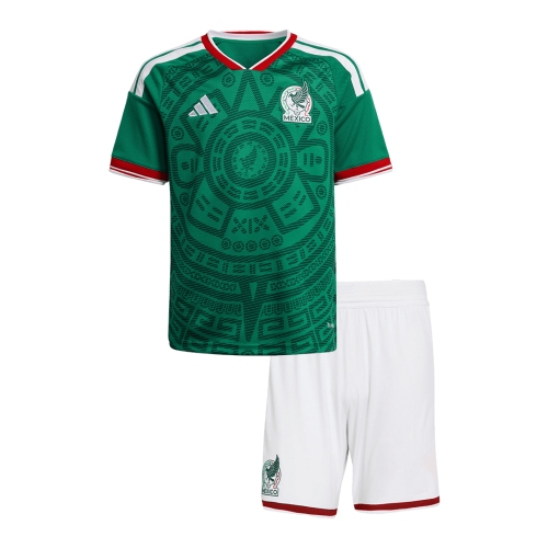 Kids Mexico Home Soccer Jersey Kit(Jersey+Shorts) 25/26 Green