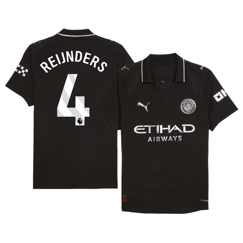 REIJNDERS #4 Authentic Manchester City Away Soccer Jersey 2025/26 Black