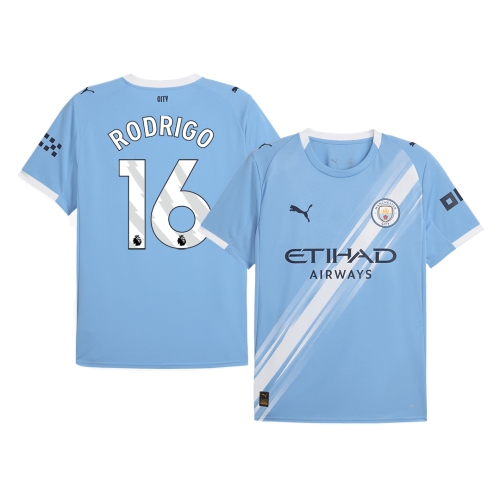 RODRIGO #16 Manchester City Home Soccer Jersey 2025/26 Blue