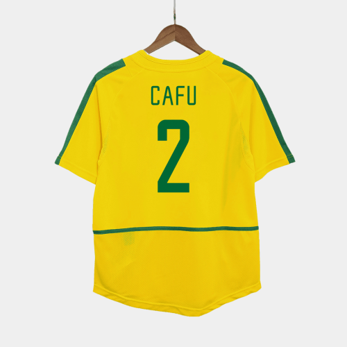 Brazil CAFU #2 Home Soccer Jersey Retro 2002/03