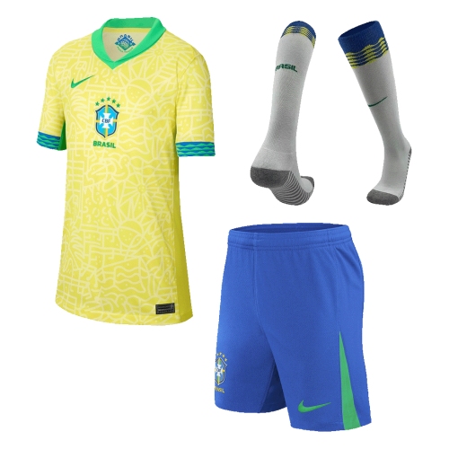 Brazil Home Jersey Kit Copa America Kids(Jersey+Shorts+Socks)