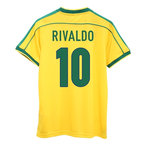 Brazil RIVALDO #10 Home Soccer Jersey Retro 1998