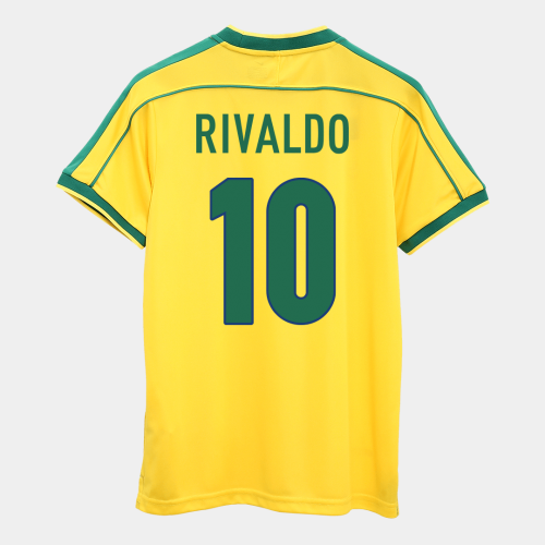 Brazil RIVALDO #10 Home Soccer Jersey Retro 1998