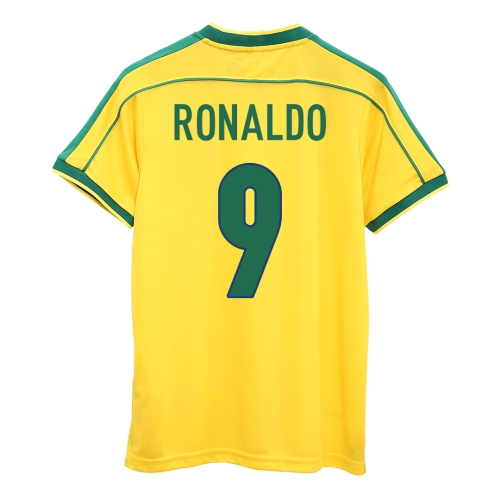 Brazil RONALDO #9 Home Soccer Jersey Retro 1998