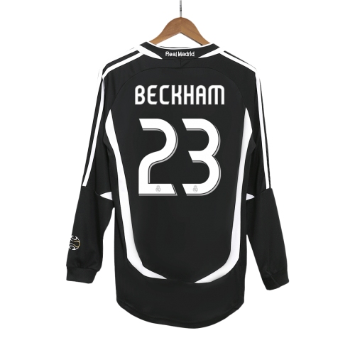 Real Madrid BECKHAM #23 Long Sleeve Away Soccer Jersey Retro 2006/07